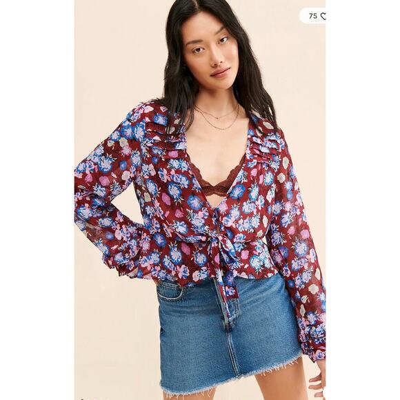 Free People women’s NWT’s Maybel floral blouse. Size XS - Picture 3 of 7